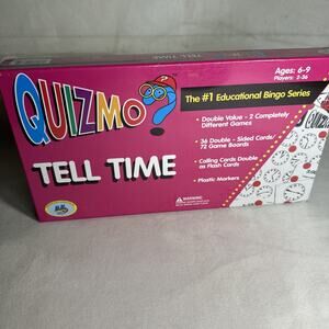 Quizmo TELL TIME EDUCATIONAL BINGO 2005 NEW UNPLAYED. 2-36 PLAYERS